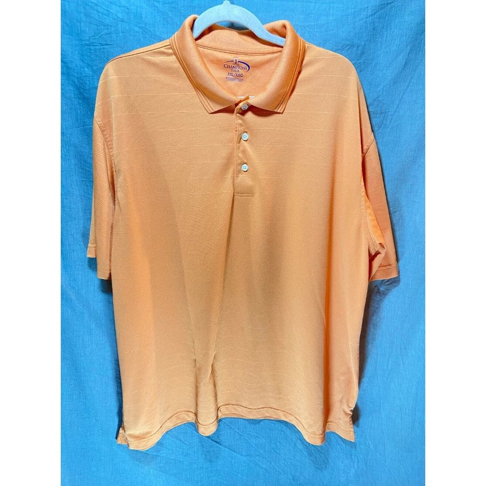 Champions Tour Polo Shirt Adult 2XL Orange Button Golfer‎ Rugby Mens
